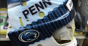 Penn State Goalie Mask painted by Jason Livery of Head Strong Grafx