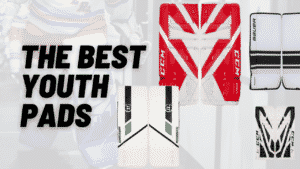 This photo displays some of the highest performing youth goalie pads for this year.