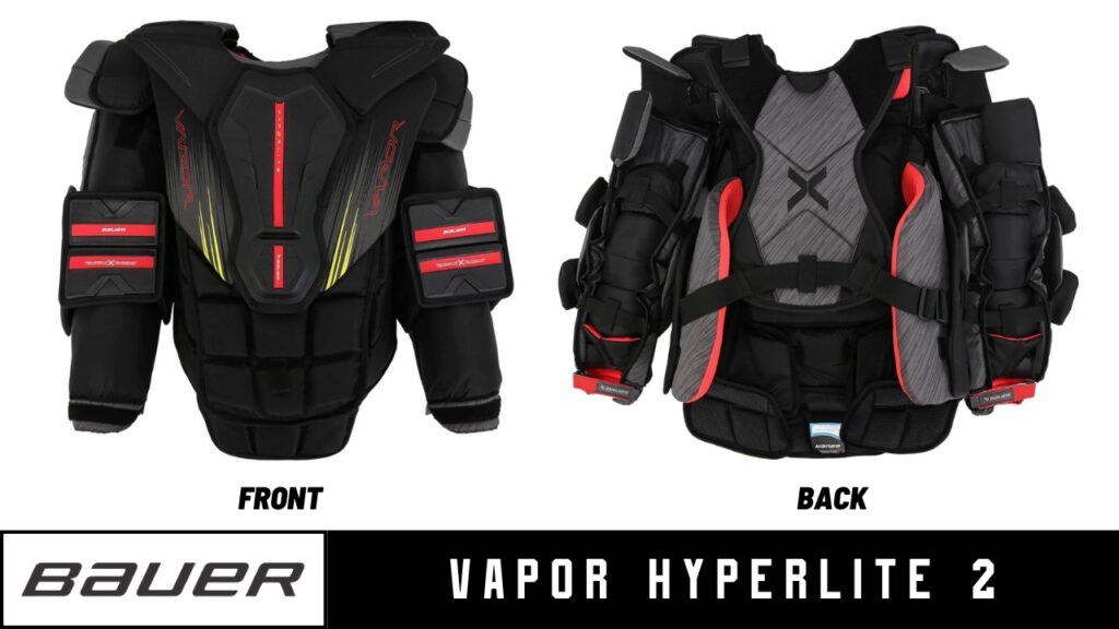 bauer vapor hyperlite 2 chest and arm protector front and back angles