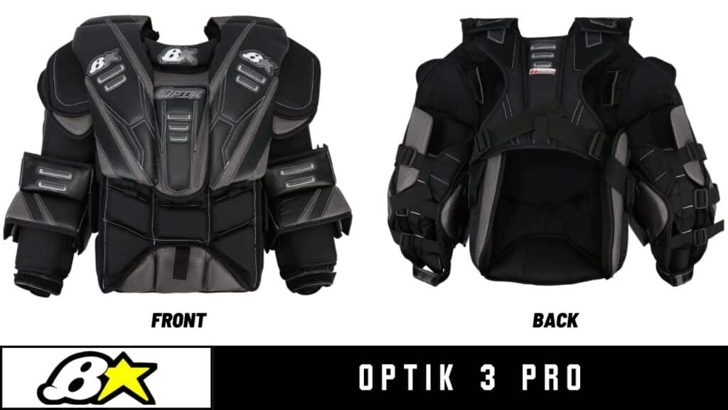 brian's optik 3 pro chest and arm protector front and back angles
