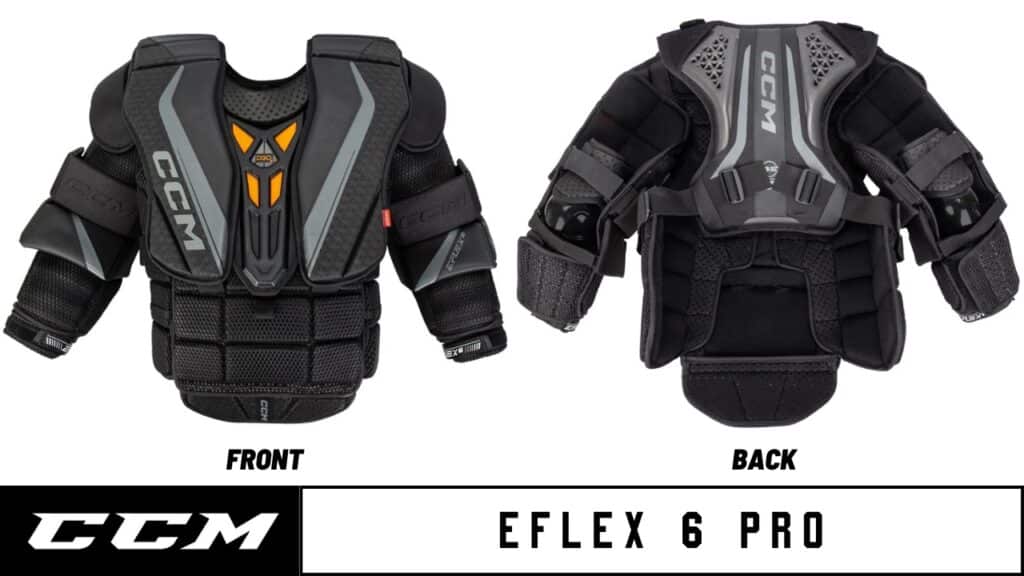ccm eflex 6 pro chest and arm protector front and back angles