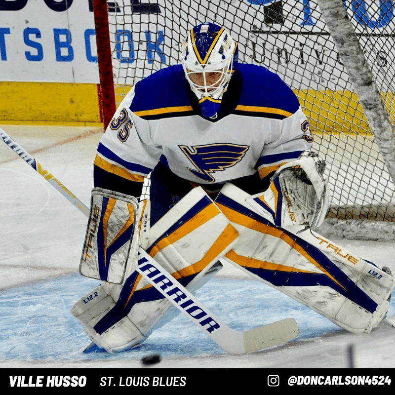 St. Louis Blues Goalie Ville Husso takes the ice for practice