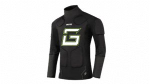 Duzter Pro Wall Shirt—cut-resistant goalie base layer with collarbone and shoulder padding